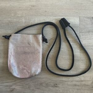 Free People Glitter Damsel Crossbody Bag Metallic Pink Leather Mini Satchel